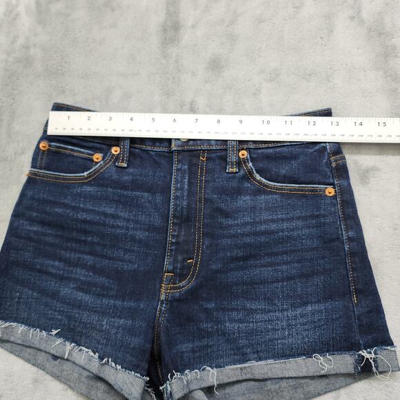 Abercrombie & Fitch Shorts Womens 26/2 Blue High Rise Short Cuffed Stretch Denim - Picture 7 of 11